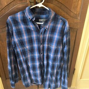 Merona Navy and Orange Plaid Men's Shirt